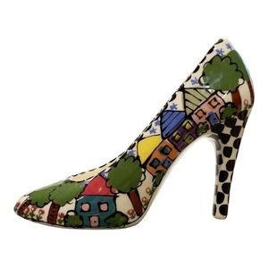 Robin Sterling Pottery Ceramic High Heel Pump Shoe Earrings Rings Jewelry Holder